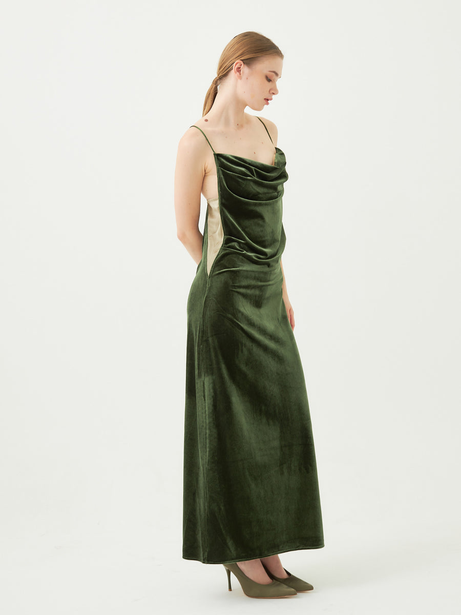 velour elegant draped dress