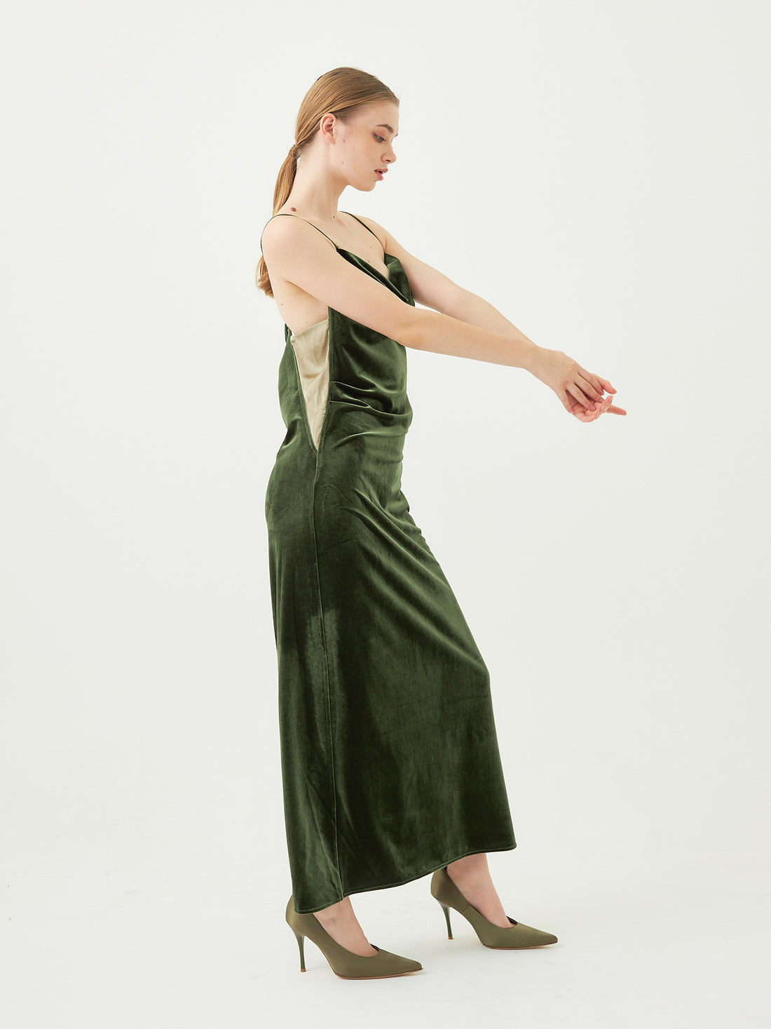 velour elegant draped dress