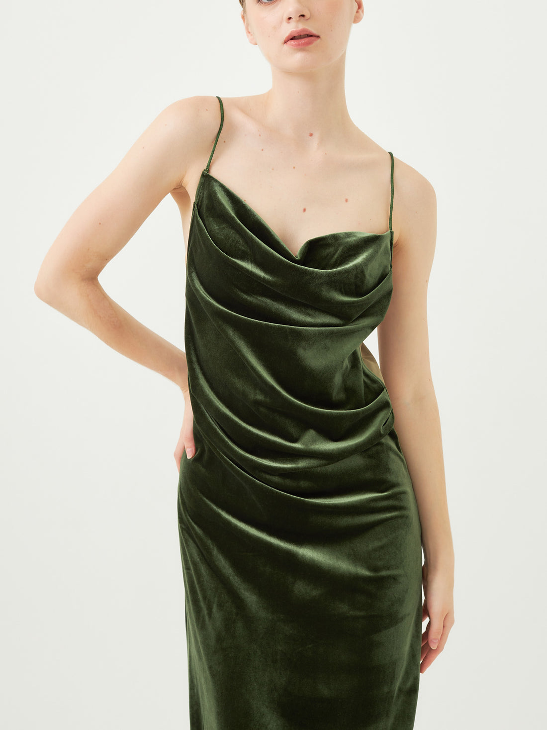 velour elegant draped dress