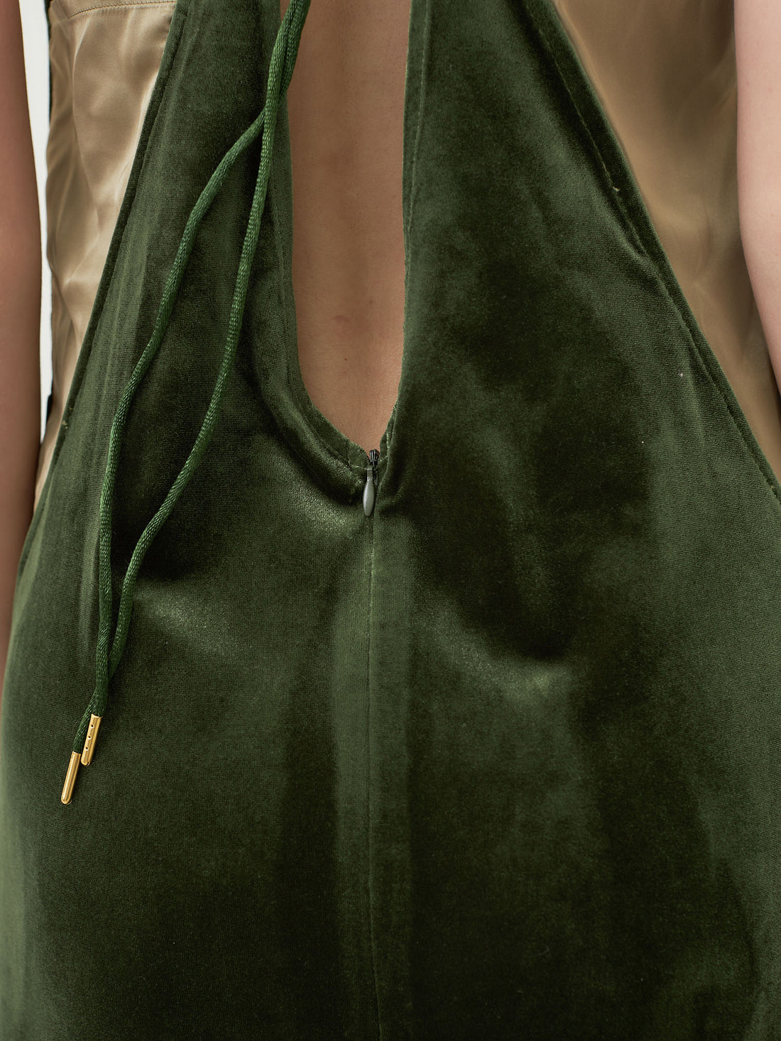 velour elegant draped dress / 松葉(khaki)