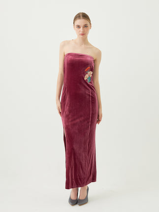 velour slit maxi dress