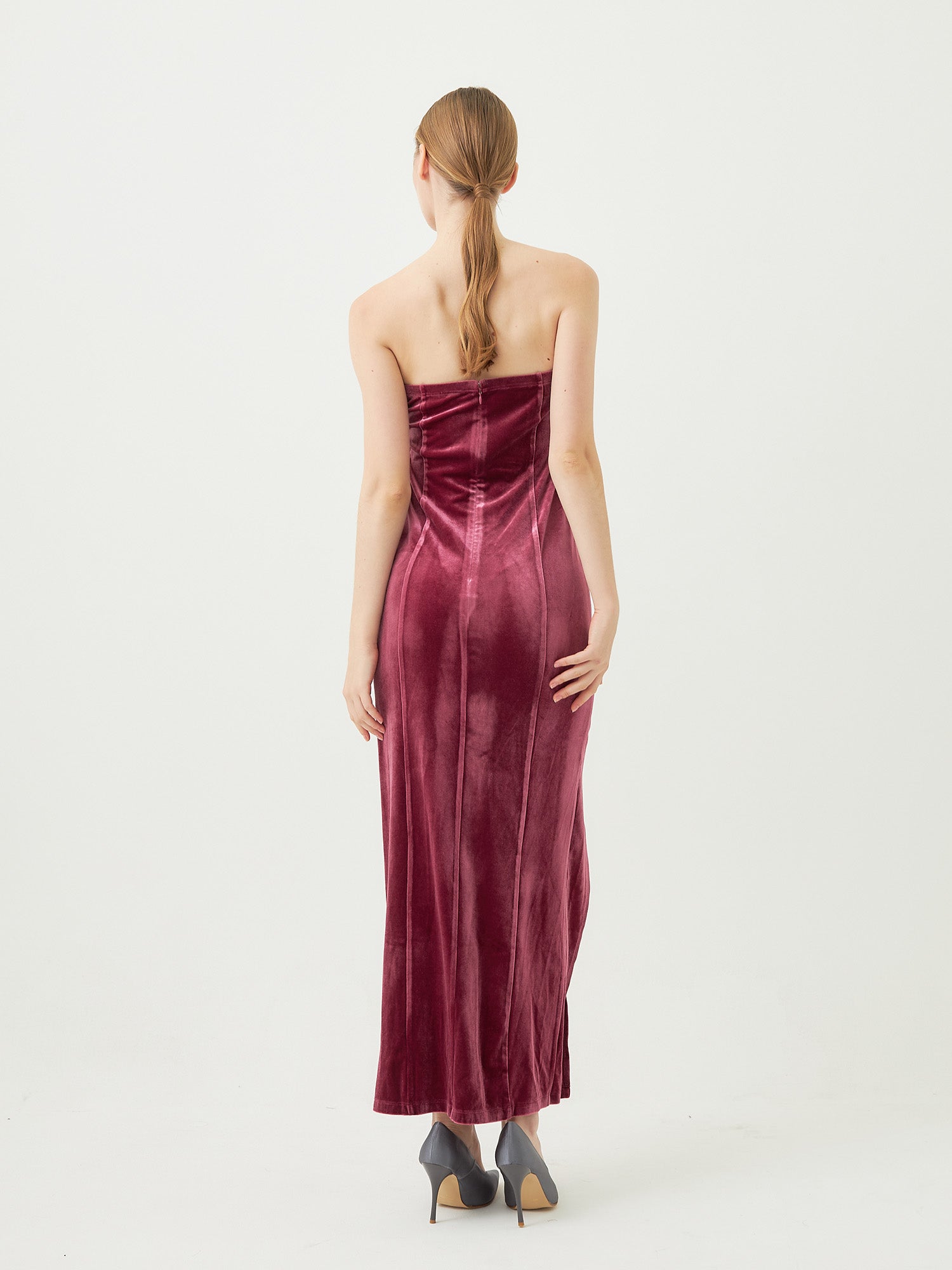 velour slit maxi dress
