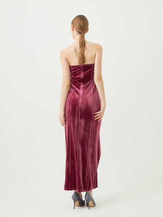 velour slit maxi dress