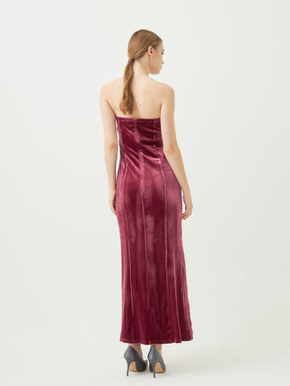 velour slit maxi dress