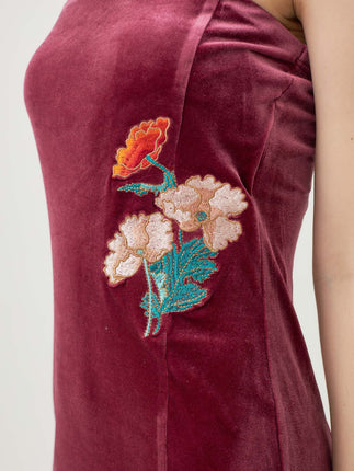 velour slit maxi dress