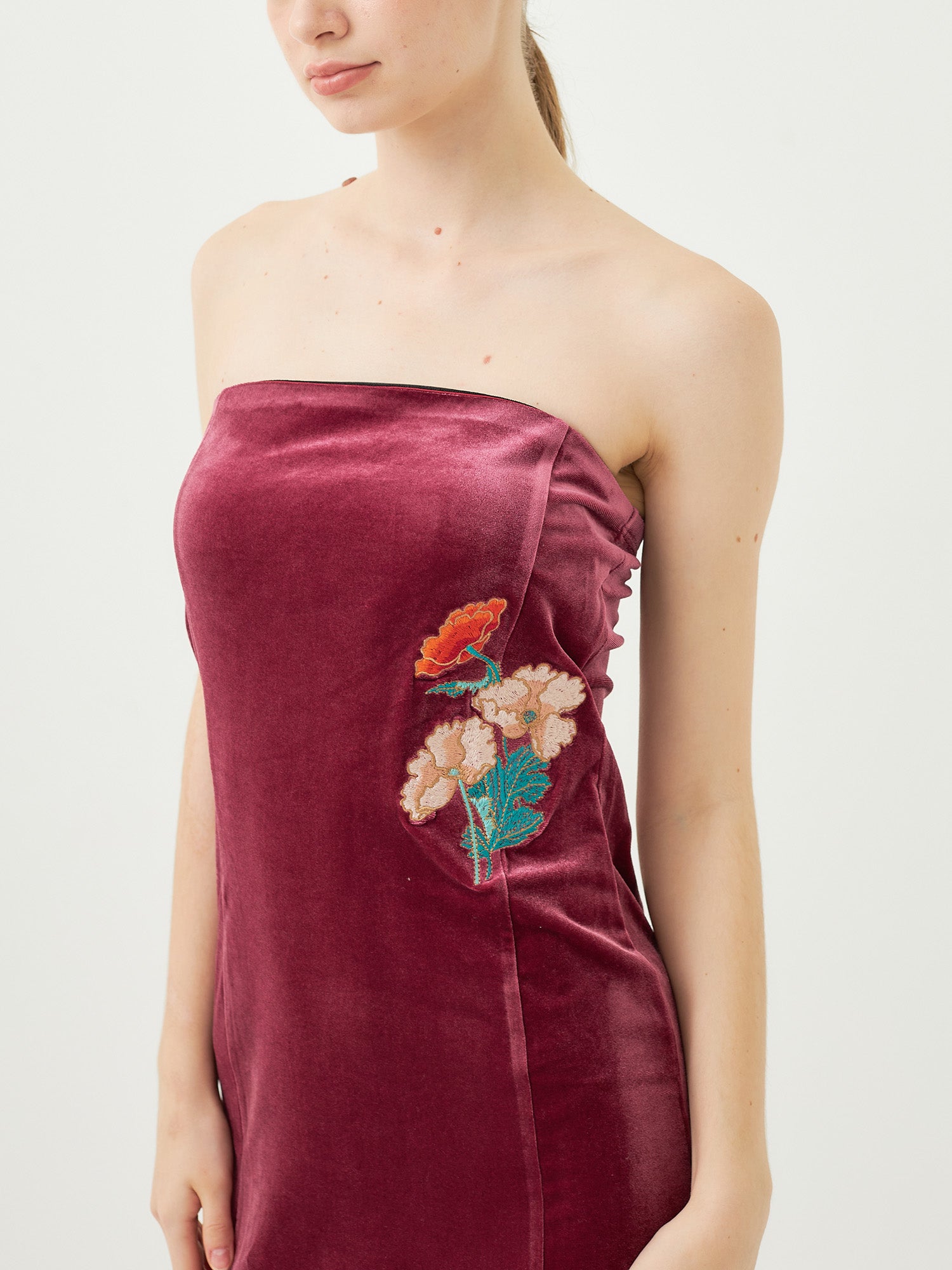 velour slit maxi dress