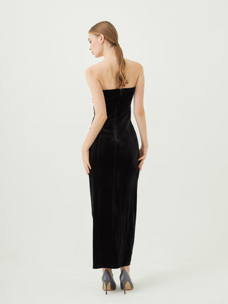 velour slit maxi dress