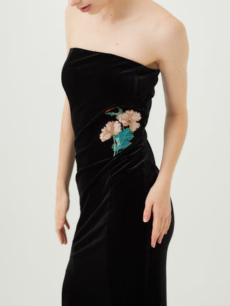 velour slit maxi dress
