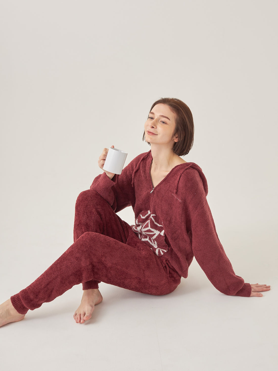 unisex milky knit jogger pants / wine red