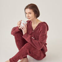 unisex milky knit zip hoodie / wine red