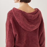 unisex milky knit zip hoodie / wine red