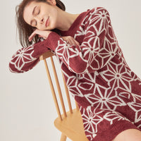 milky knit wagara onesie / wine red