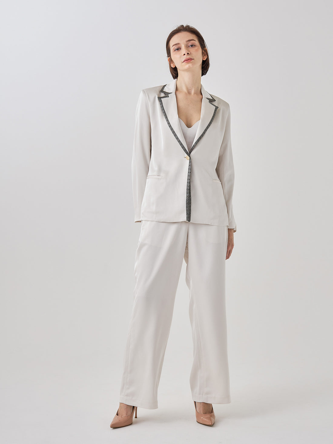 wagara tailored satin suit pants / 白花(ivory)