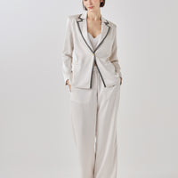 wagara tailored satin suit pants / 白花(ivory)