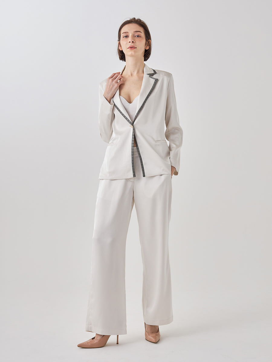 wagara tailored satin suit pants / 白花(ivory)