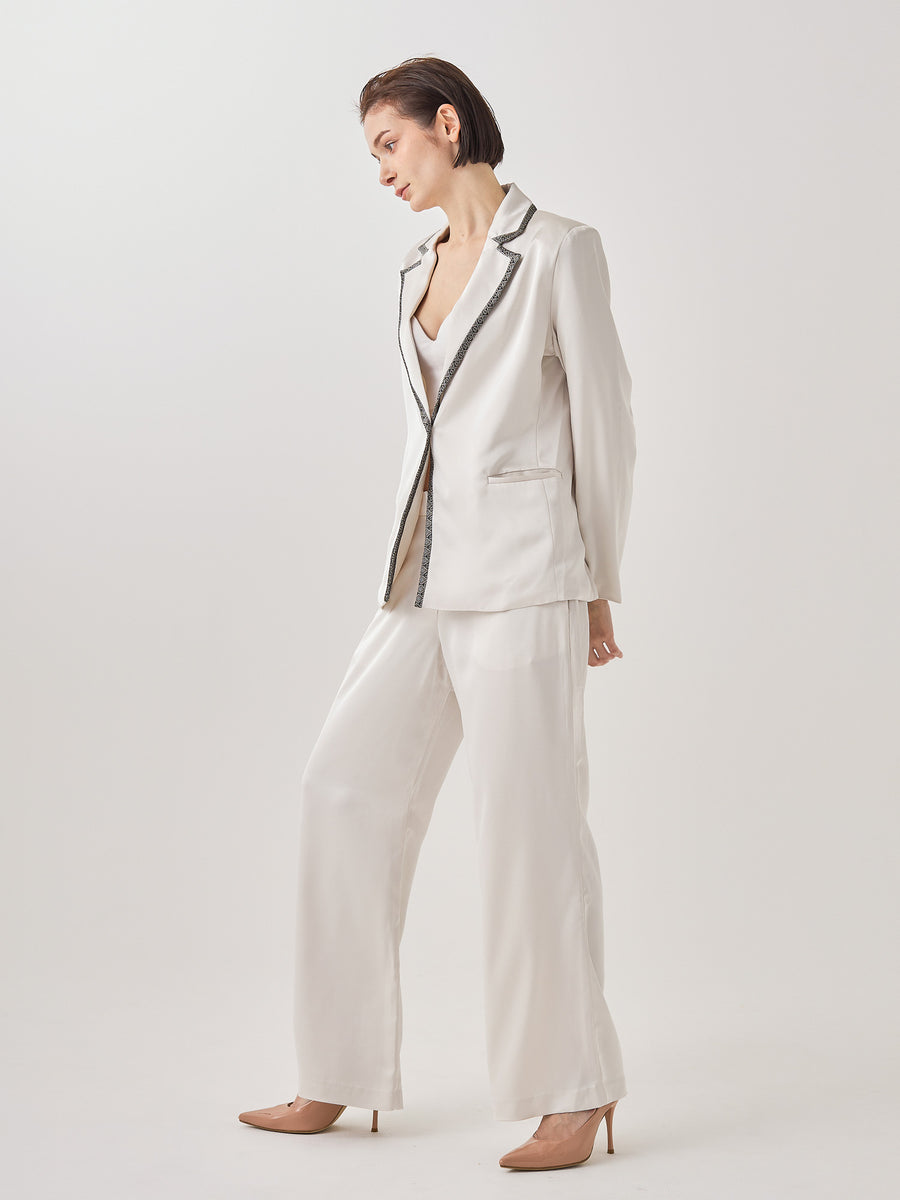 wagara tailored satin suit jacket / 白花(ivory)