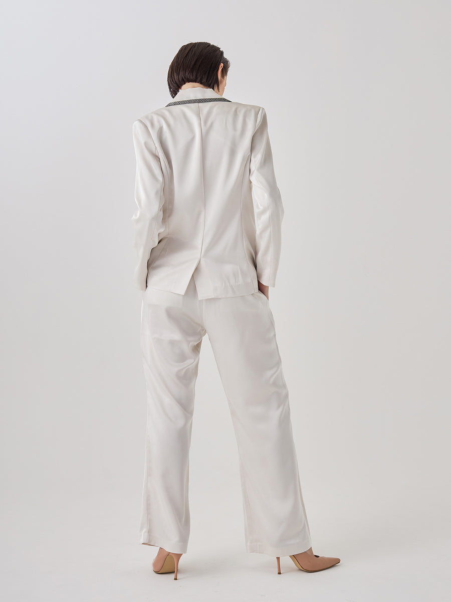 wagara tailored satin suit pants / 白花(ivory)