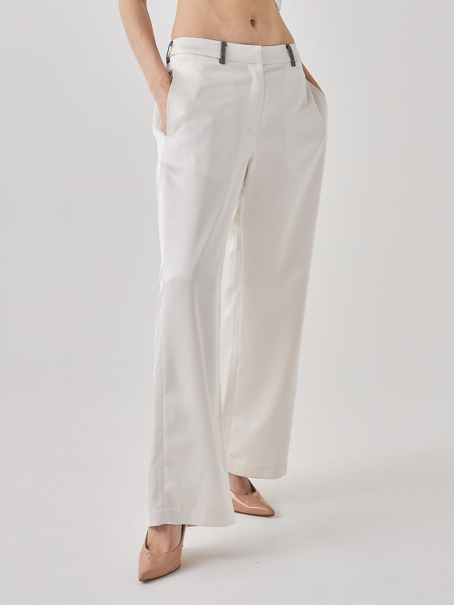 wagara tailored satin suit pants / 白花(ivory)