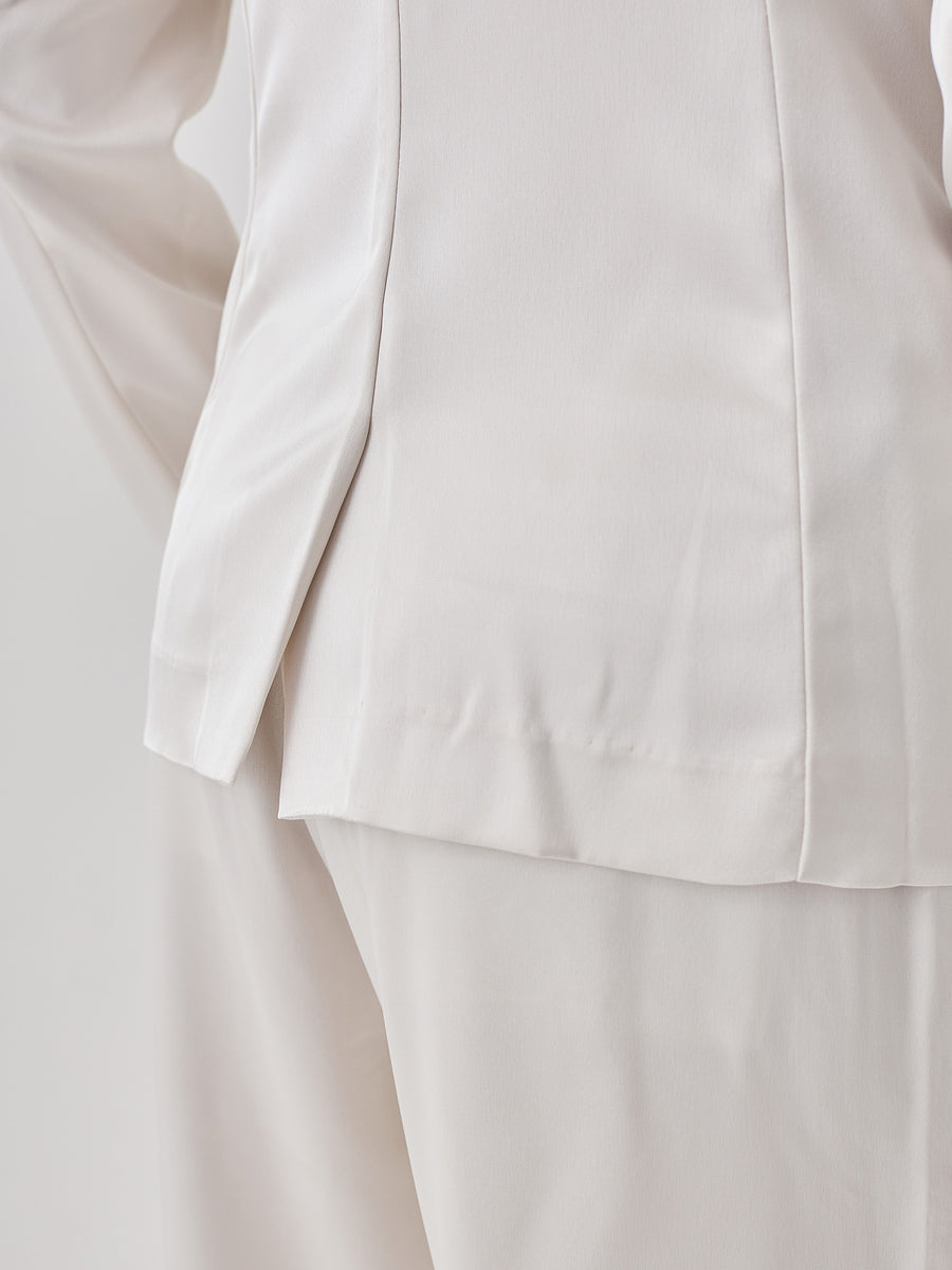 wagara tailored satin suit jacket / white flower(ivory)