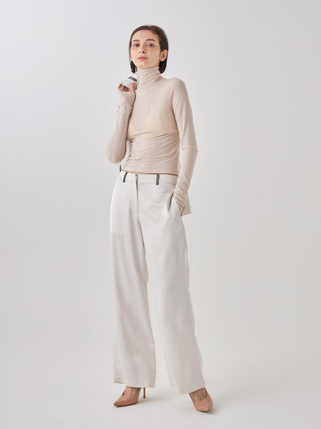 wagara tailored satin suit pants / 白花(ivory)