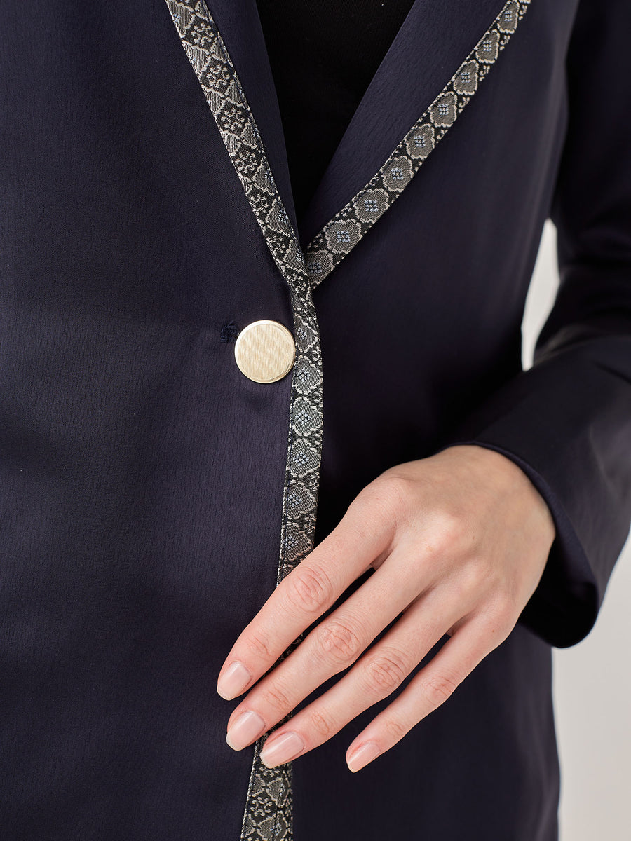 wagara tailored satin suit jacket / navy