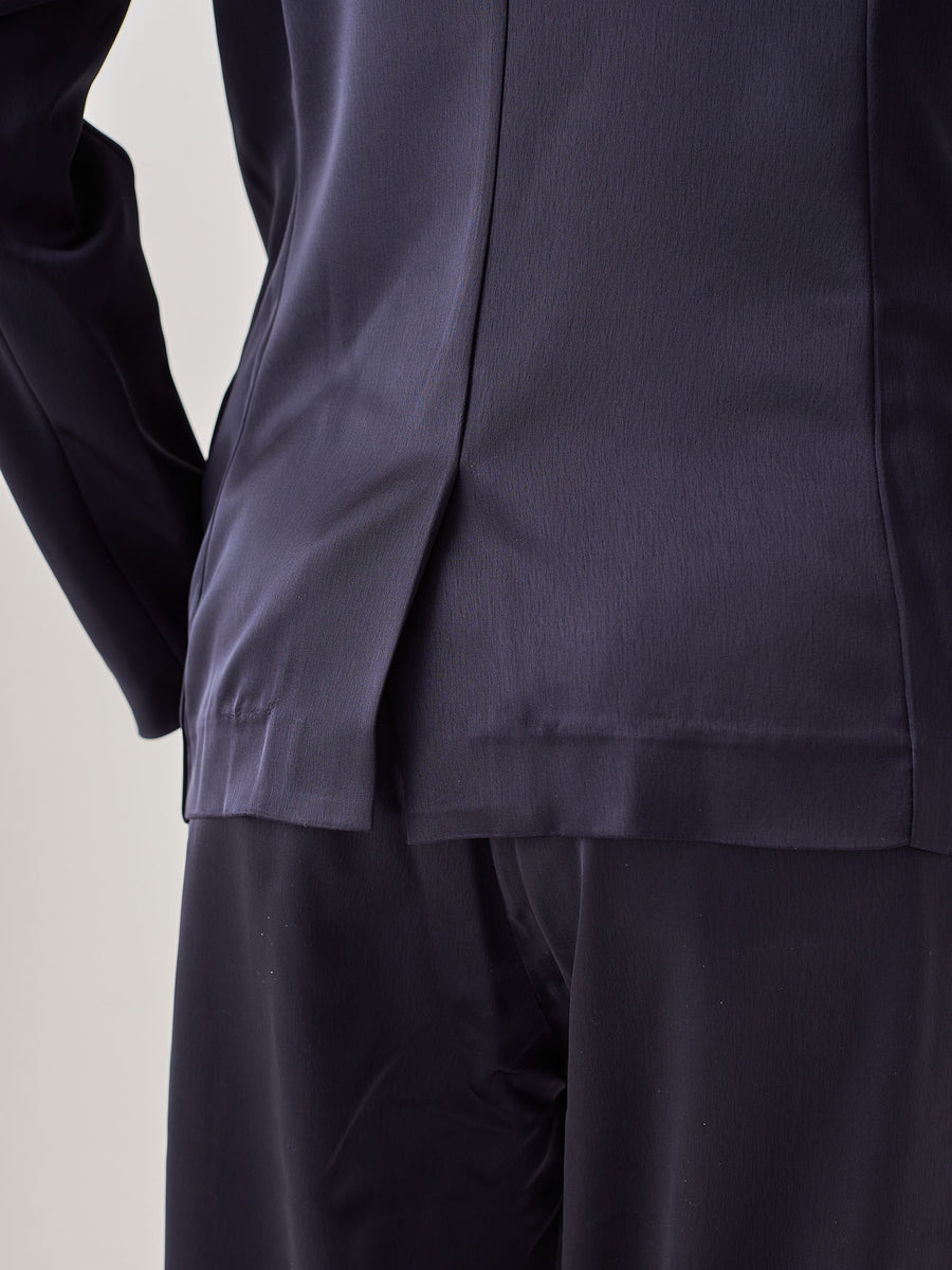 wagara tailored satin suit jacket / navy