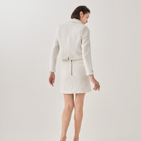 tweed slit mini skirt / white
