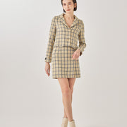tweed slit mini skirt / yellow