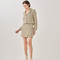 tweed slit mini skirt / yellow