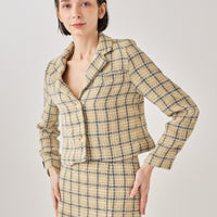 tweed crop blazer jacket / yellow