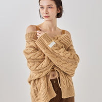 knit over cardigan / pink beige