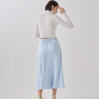 camellia airy satin skirt / 薄花(light blue)