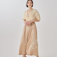 elegant satin pleated dress / 白花 (ivory)