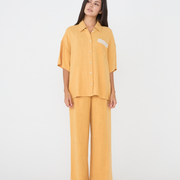 soft linen loose sleeve shirt / Hanaba(yellow)