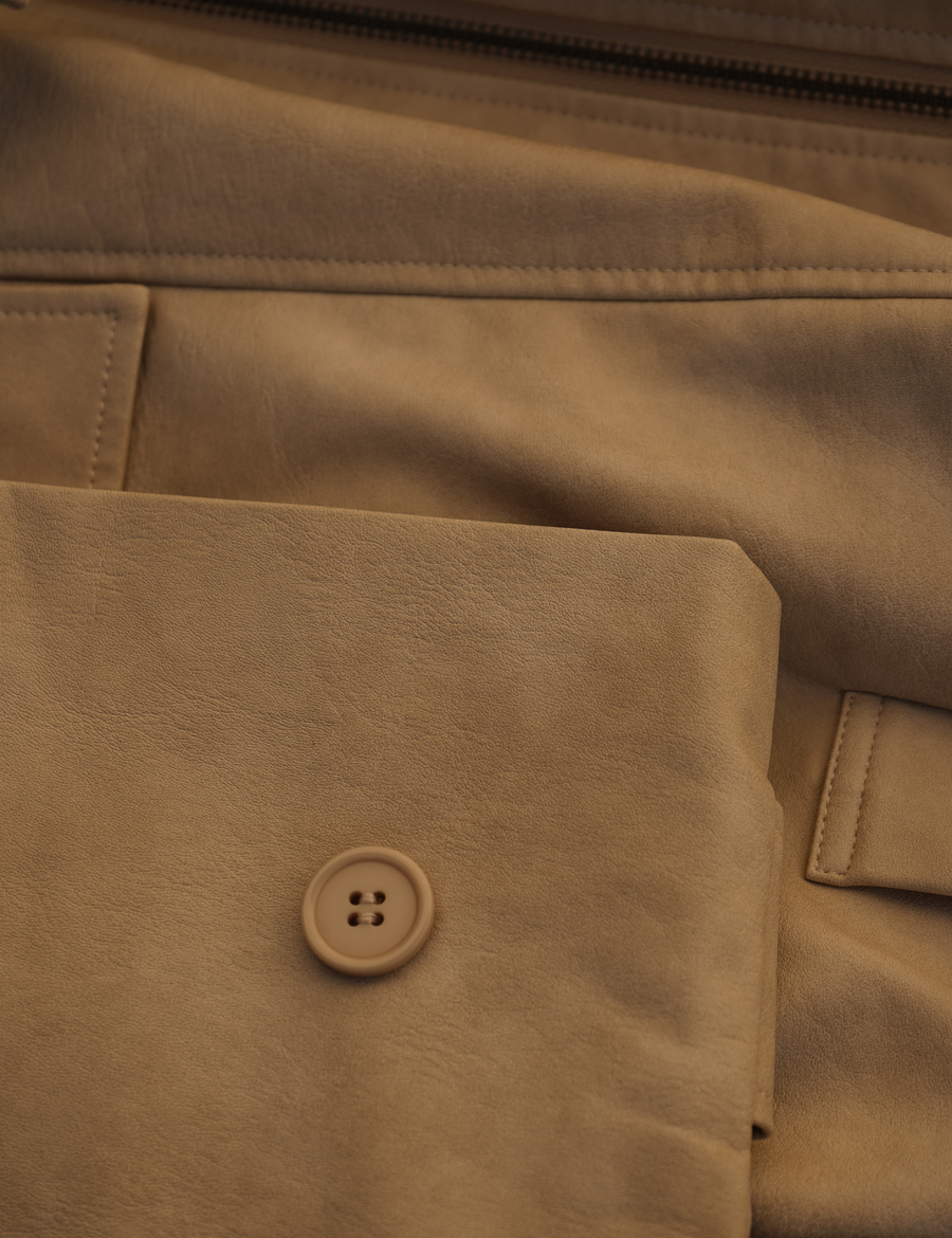 【10月中旬発送】Vegan leather city jacket / 白花(ivory)