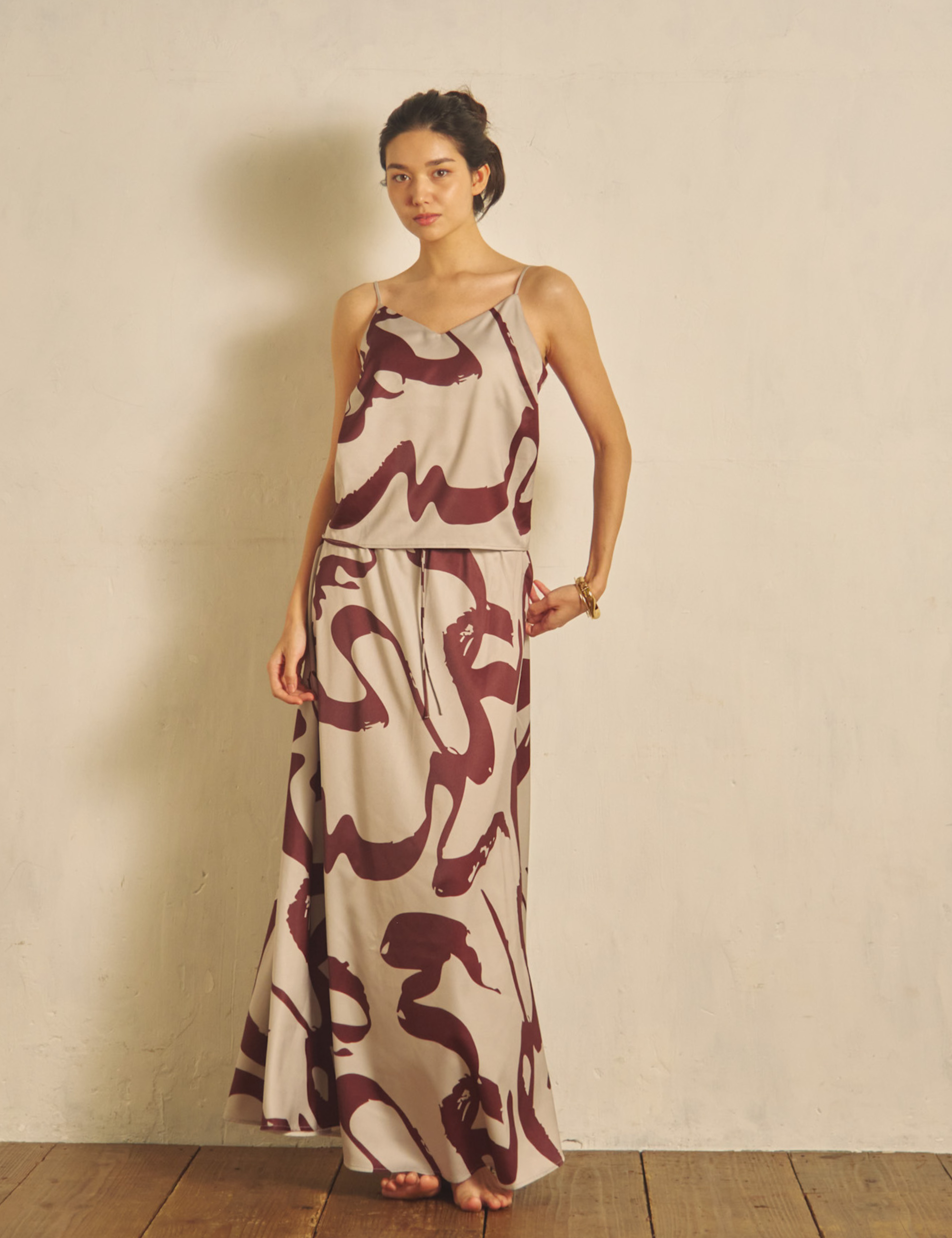 Fude Silky Satin Skirt / Gofun (ivory)