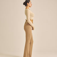 【COMING SOON】Maple Curve Flare Leggings / 白茶(beige)