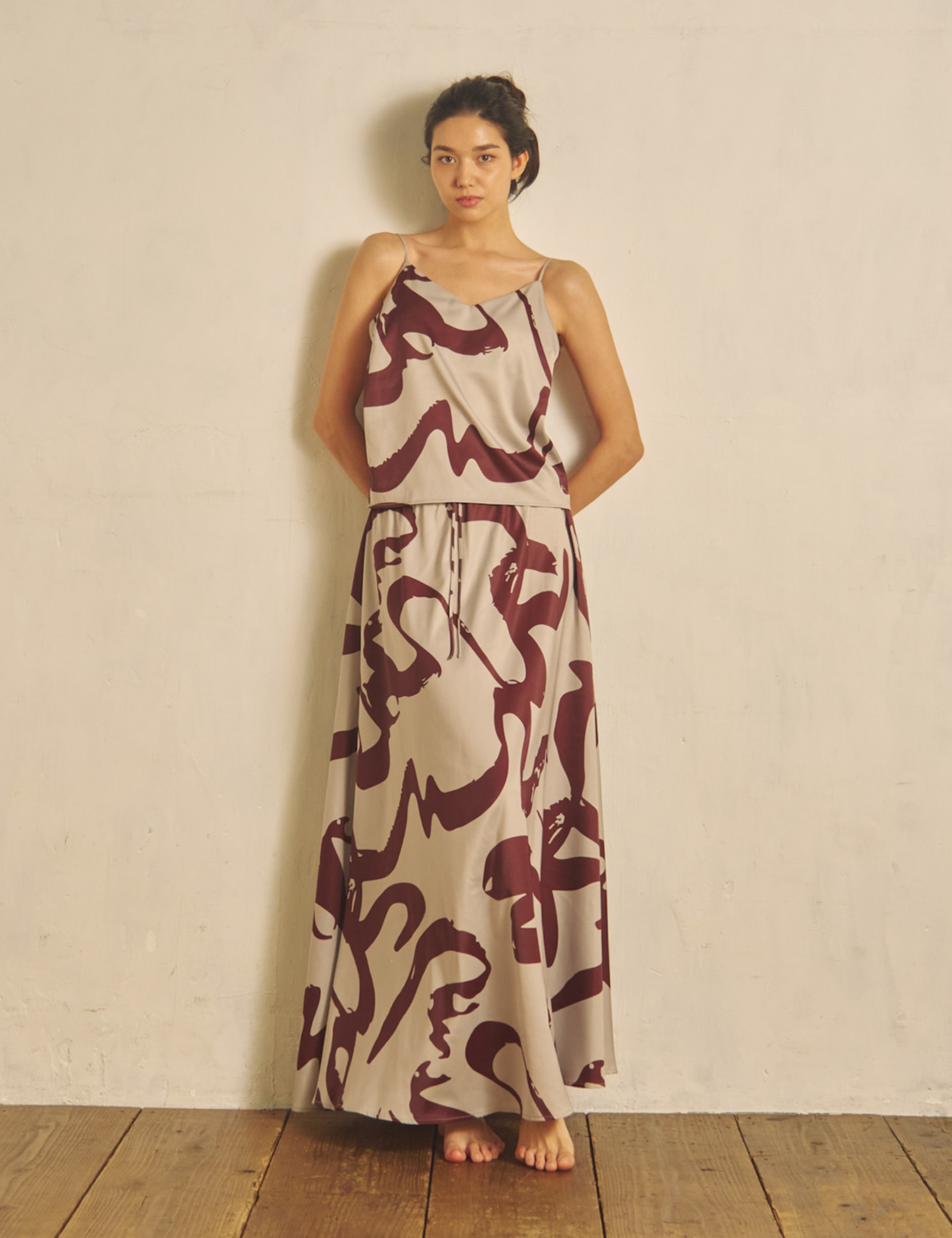 Fude Silky Satin Skirt / Gofun (ivory)