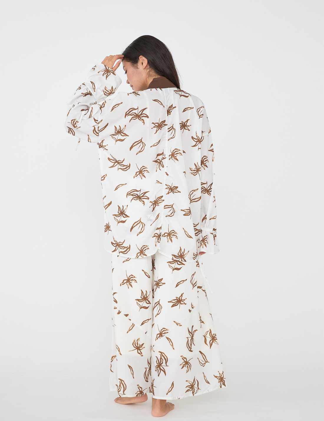resort long sleeve KIMONO shirt / white flower(ivory resort long sleeve KIMONO shirt / white flower(ivory