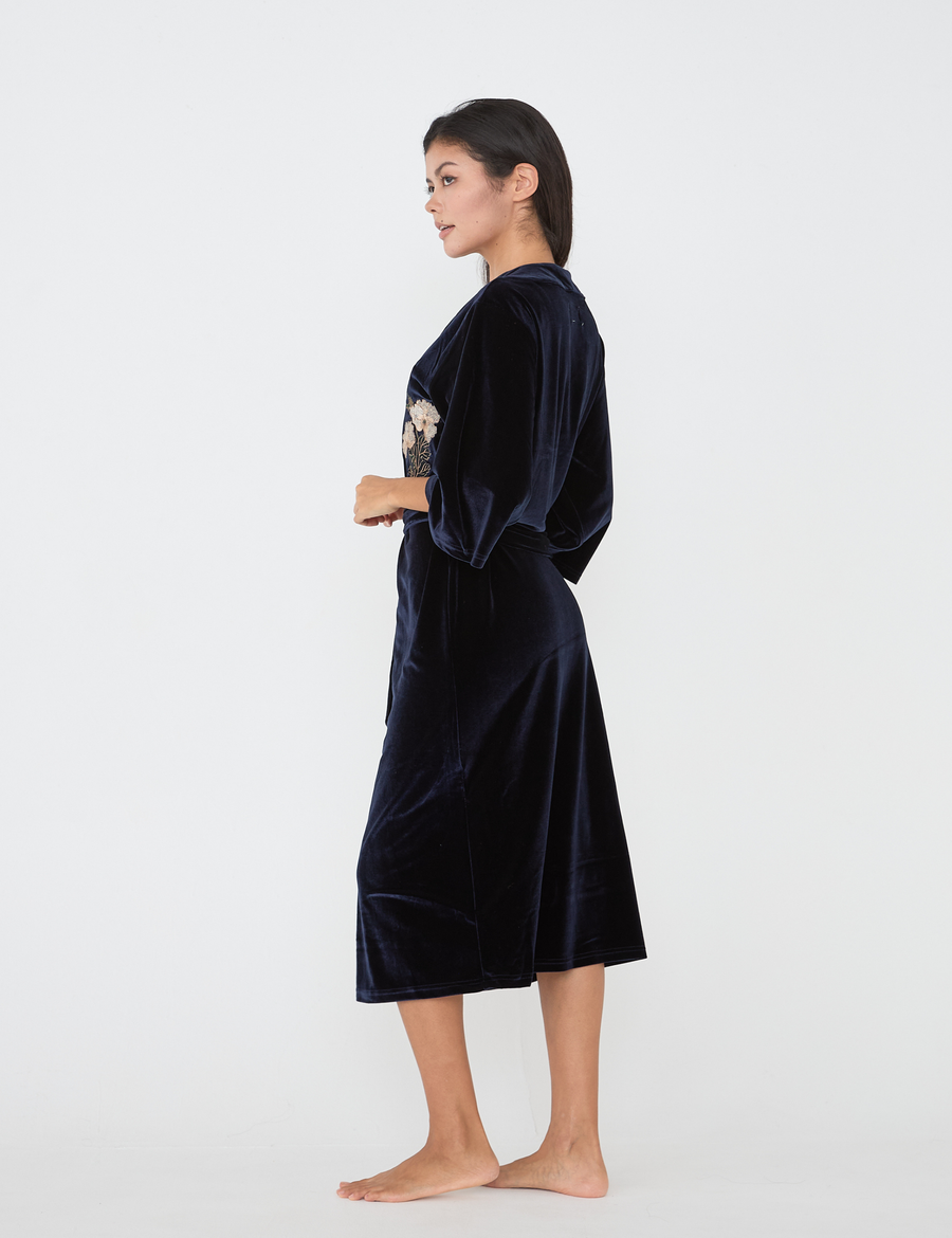 velour KIMONO robe / 濃藍(navy) – AMATERASJAPAN
