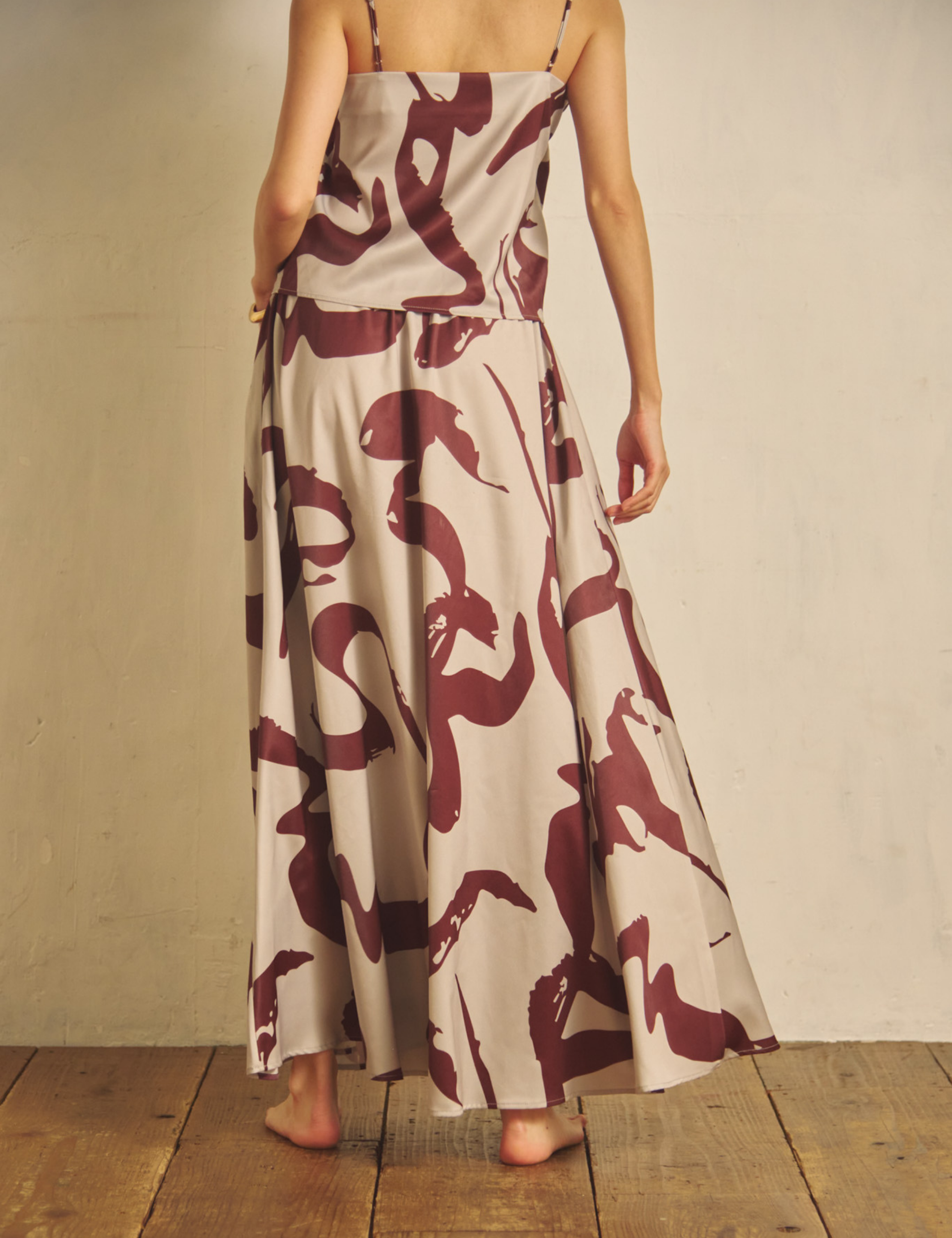 Fude Silky Satin Skirt / Gofun (ivory)