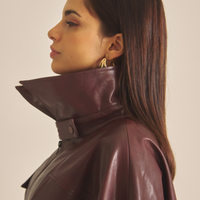 Vegan leather city jacket / 葡萄茶(burgundy)