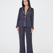 wagara tailored satin suit jacket / navy