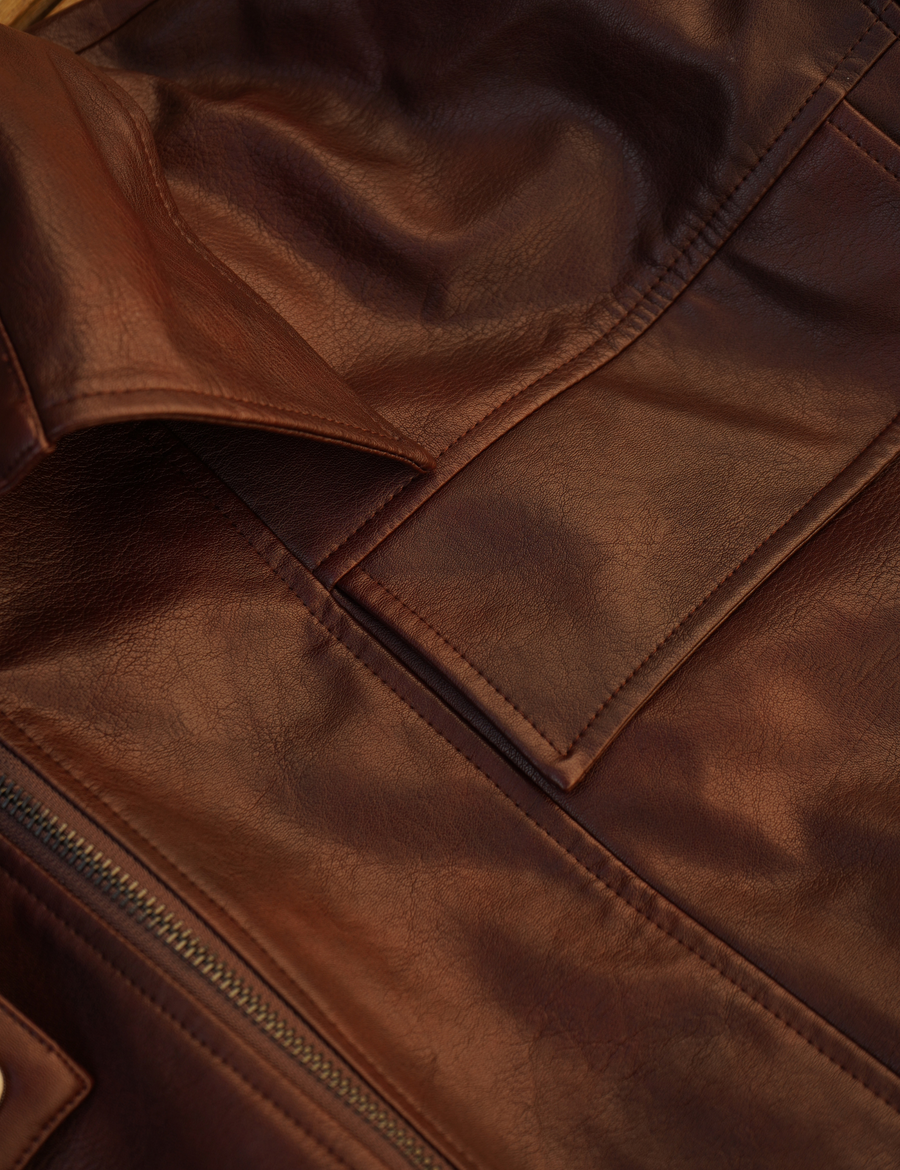 【10月中旬発送】Vegan leather city jacket / 葡萄茶(burgundy)