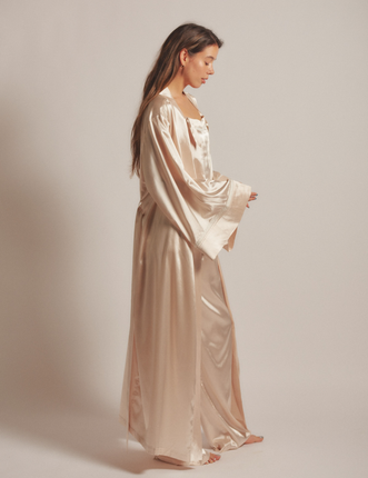 Sunlit Winery Silky Long Robe / 亜麻(gold)