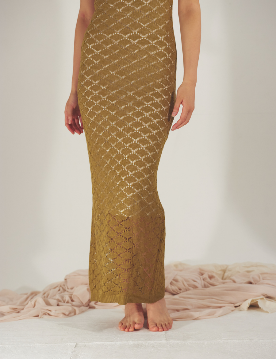 Ocean Breeze Elegant Knit Dress / 抹茶(matcha)