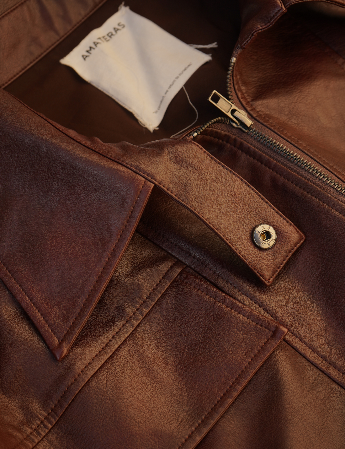 【10月中旬発送】Vegan leather city jacket / 葡萄茶(burgundy)