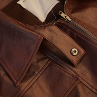 【10月中旬発送】Vegan leather city jacket / 葡萄茶(burgundy)