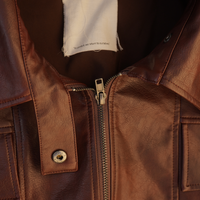 【10月中旬発送】Vegan leather city jacket / 葡萄茶(burgundy)