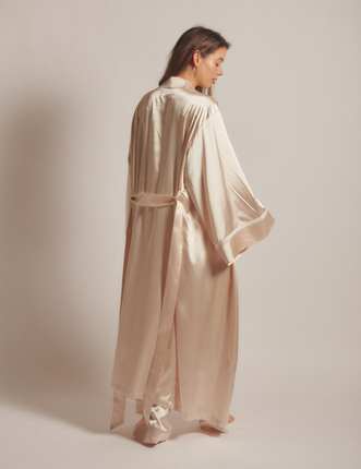Sunlit Winery Silky Long Robe / 亜麻(gold)